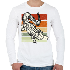 PRINTFASHION Krokodil - Férfi hosszú ujjú póló - Fehér férfi póló