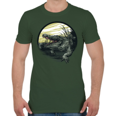 PRINTFASHION Krokodil grafika - Férfi póló - Katonazöld