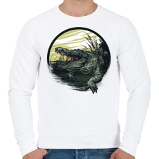 PRINTFASHION Krokodil grafika - Férfi pulóver - Fehér