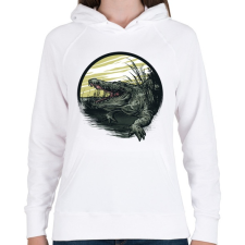 PRINTFASHION Krokodil grafika - Női kapucnis pulóver - Fehér női pulóver, kardigán