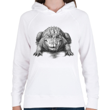 PRINTFASHION Krokodil - Női kapucnis pulóver - Fehér női pulóver, kardigán