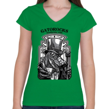 PRINTFASHION Krokorock - Női V-nyakú póló - Zöld női póló