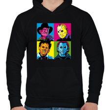 PRINTFASHION Krueger és a haverok - Férfi kapucnis pulóver - Fekete férfi pulóver, kardigán
