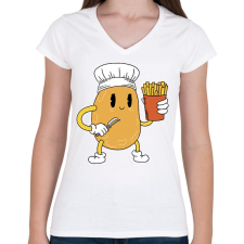 PRINTFASHION Krumpli szakács - Női V-nyakú póló - Fehér női póló