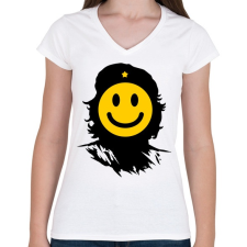 PRINTFASHION Kuba smile - Női V-nyakú póló - Fehér női póló