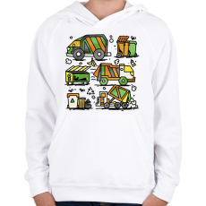 PRINTFASHION Kukásautók - Gyerek kapucnis pulóver - Fehér