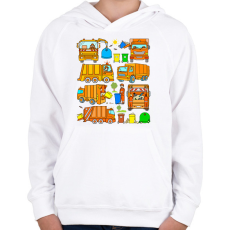 PRINTFASHION Kukásautók - Gyerek kapucnis pulóver - Fehér