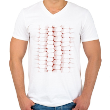 PRINTFASHION Kukoricás póló - Férfi V-nyakú póló - Fehér férfi póló