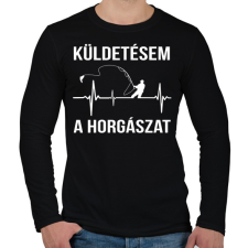 PRINTFASHION Küldetésem a horgászat - Férfi hosszú ujjú póló - Fekete férfi póló