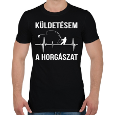PRINTFASHION Küldetésem a horgászat - Férfi póló - Fekete férfi póló