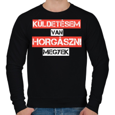 PRINTFASHION Küldetésem van horgászni megyek - Férfi pulóver - Fekete férfi pulóver, kardigán