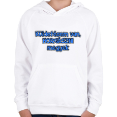 PRINTFASHION Küldetésem van, horgászni megyek - Gyerek kapucnis pulóver - Fehér