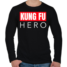 PRINTFASHION KUNG FU HERO - Férfi hosszú ujjú póló - Fekete