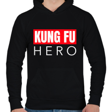 PRINTFASHION KUNG FU HERO - Férfi kapucnis pulóver - Fekete férfi pulóver, kardigán