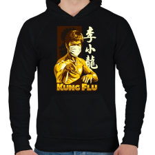 PRINTFASHION Kung Fu maszkban - Férfi kapucnis pulóver - Fekete férfi pulóver, kardigán