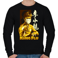 PRINTFASHION Kung Fu maszkban - Férfi pulóver - Fekete