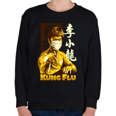 PRINTFASHION Kung Fu maszkban - Gyerek pulóver - Fekete