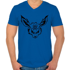 PRINTFASHION Kurama fekete - Férfi V-nyakú póló - Királykék férfi póló