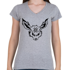 PRINTFASHION Kurama fekete - Női V-nyakú póló - Sport szürke