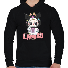PRINTFASHION Kuromi Labubu - Férfi kapucnis pulóver - Fekete