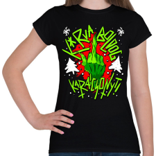 PRINTFASHION Kurva boldog karácsonyt grinch - Női póló - Fekete női póló