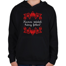 PRINTFASHION Kurva szádat, hány fokos? - Gyerek kapucnis pulóver - Fekete gyerek pulóver, kardigán