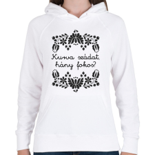 PRINTFASHION Kurva szádat, hány fokos? - Női kapucnis pulóver - Fehér női pulóver, kardigán