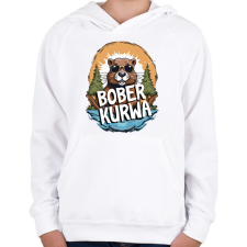 PRINTFASHION Kurwa Bober - Gyerek kapucnis pulóver - Fehér gyerek pulóver, kardigán