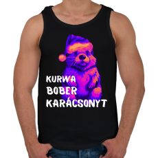 PRINTFASHION Kurwa bober karácsonyt - Férfi atléta - Fekete
