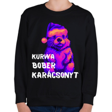 PRINTFASHION Kurwa bober karácsonyt - Gyerek pulóver - Fekete gyerek pulóver, kardigán