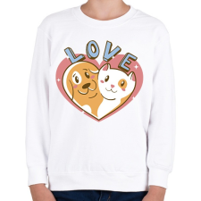 PRINTFASHION Kutya és macska szeretet - Gyerek pulóver - Fehér gyerek pulóver, kardigán