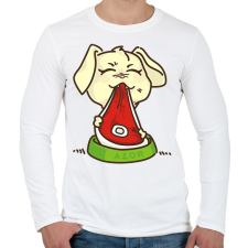 PRINTFASHION Kutya eszik - Férfi hosszú ujjú póló - Fehér férfi póló