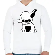 PRINTFASHION Kutya - Férfi kapucnis pulóver - Fehér férfi pulóver, kardigán