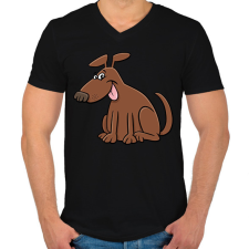 PRINTFASHION kutya - Férfi V-nyakú póló - Fekete férfi póló