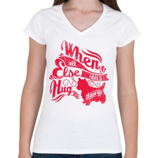 PRINTFASHION Kutya - Női V-nyakú póló - Fehér női póló