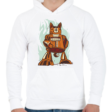 PRINTFASHION Kutya robot - Férfi kapucnis pulóver - Fehér férfi pulóver, kardigán