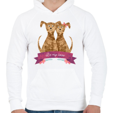 PRINTFASHION Kutya szerelem - Férfi kapucnis pulóver - Fehér férfi pulóver, kardigán