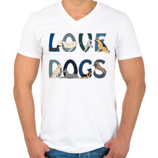 PRINTFASHION Kutya szeretet - Férfi V-nyakú póló - Fehér férfi póló
