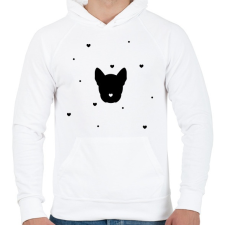 PRINTFASHION Kutya szívekkel - Férfi kapucnis pulóver - Fehér férfi pulóver, kardigán