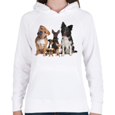 PRINTFASHION Kutyák - Női kapucnis pulóver - Fehér