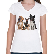PRINTFASHION Kutyák - Női V-nyakú póló - Fehér női póló