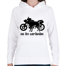 PRINTFASHION kutyamotor2 - Női kapucnis pulóver - Fehér női pulóver, kardigán