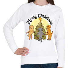 PRINTFASHION Kutyás karácsony - Női pulóver - Fehér női pulóver, kardigán