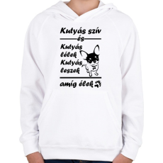 PRINTFASHION Kutyás szív és kutyás lélek - Gyerek kapucnis pulóver - Fehér