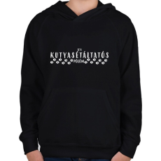 PRINTFASHION Kutyasétáltatás - Gyerek kapucnis pulóver - Fekete
