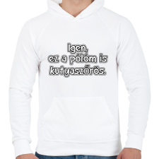 PRINTFASHION Kutyaszőrös - Férfi kapucnis pulóver - Fehér férfi pulóver, kardigán