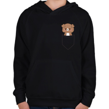 PRINTFASHION Kutyus zsebben páros minta - pizza - Gyerek kapucnis pulóver - Fekete gyerek pulóver, kardigán