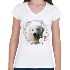 PRINTFASHION kuvasz kutyus - női - Női V-nyakú póló - Fehér