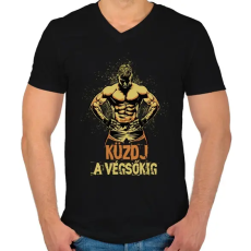 PRINTFASHION Küzdj a végsőkig - Férfi V-nyakú póló - Fekete