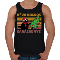 PRINTFASHION Kva boldog karácsonyt cica - Férfi atléta - Fekete
